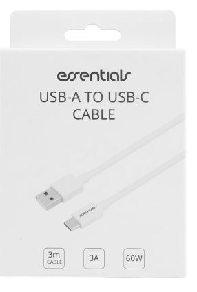 USB-A - USB-C Cable, 3m, White