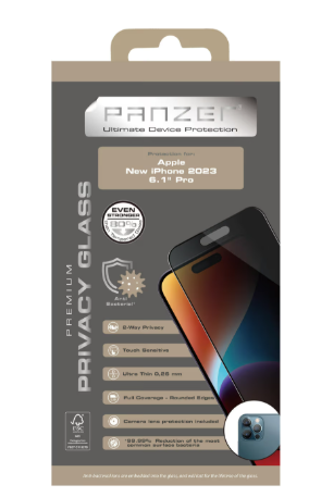 Panzer iPhone 15 Pro Full-Fit Privacy skjermbeskytter