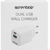 Essentials - Dual USB Wall Charger 20W White