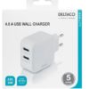 Deltaco Wall charger with dual USB-A ports 4.8 A.