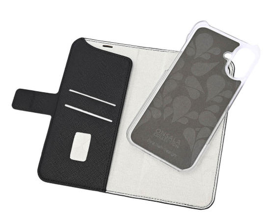 ONSALA Eco Wallet 2 card Recycled MagSeries iPhone 16 Plus Black