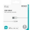 Deltaco Ladekabel USB-A til Lightning, 3 m, hvit