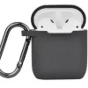 Airpods Beskyttelsesveske Silikon Karabinkrok Mørk grå