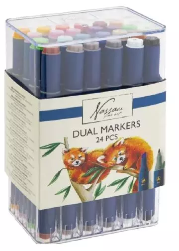 NASSAU Round dual markers 24 stk