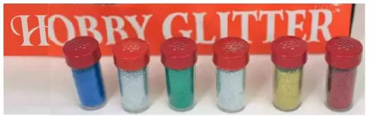 Glitterstrø ass. farger pr.stk
