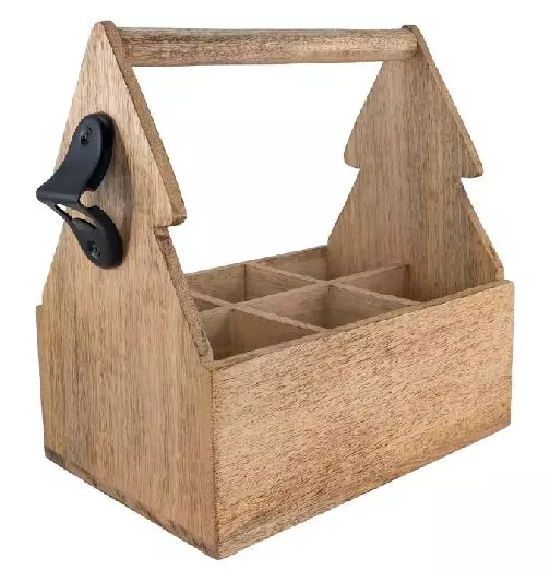 Flaskekasse av antikktre, m. flaskeåpner av antikktre, m. flaskeåpner