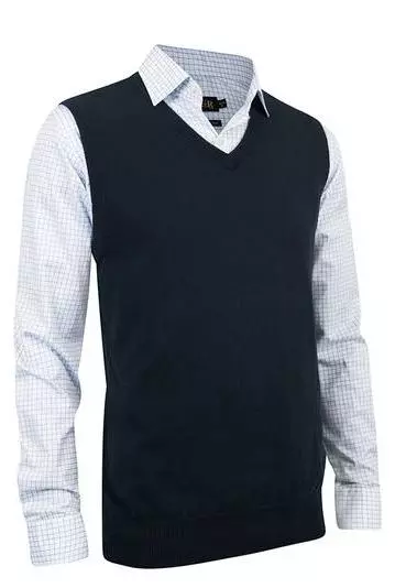 Klassisk V-hals genser PIMA COTTON SLIPOVER-SORT-S