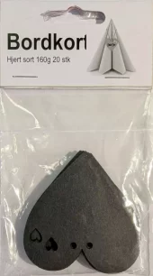 Hjerte sort 160g 20 stk