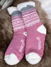 Kosesokk m. Mariusmønster, lys rosa-hvit-grå, One-