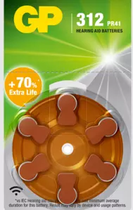 Høreapparatbatteri ZA312/PR41 6-Pakning