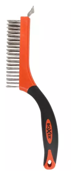 Stålbørste med skrape - 3 rader - rustfritt stå