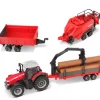 Massey Ferguson 8740S Gårdstraktor med 3 hengere Bburago