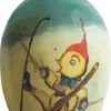 Påskeegg, håndmalt, kyllinger som faller på ski