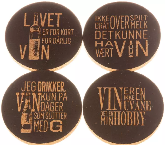 Brikke Tid for vin kork 9mm d:10cm 4 stk