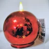 Rød kule med stjerner LEDlys 10CM
