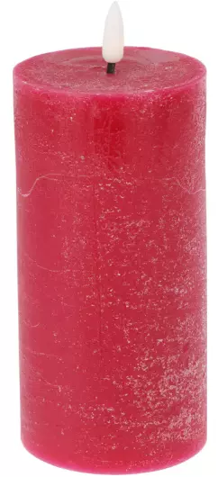 Kubbelys LED rød rustikk voks 7,5x15cm