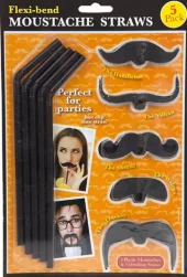 Sugerør med bart 5 pack