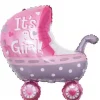 Folieballong Barnevogn Rosa