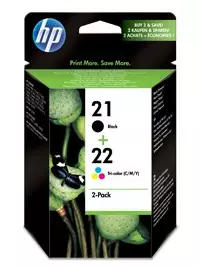 21 + 22 Multipakke sort og farge blekk HP
