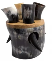 Snapsglass, 4 horn med holder