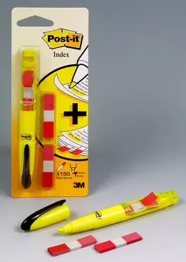 Post-it-merkepenn med innebygd smal indeks
