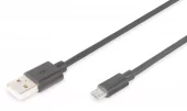 USB-A to Micro-B cable 3 m USB 2.0, Black DIGITUS