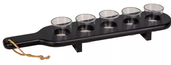 Shotglass planke sort med 5 glass