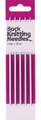 Strikkepinner 3mm, L 20 cm, 5 stk.