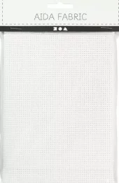 Aidastoff, 50x50 cm, 43 ruter pr. 10 cm , hvit, 1 stk.