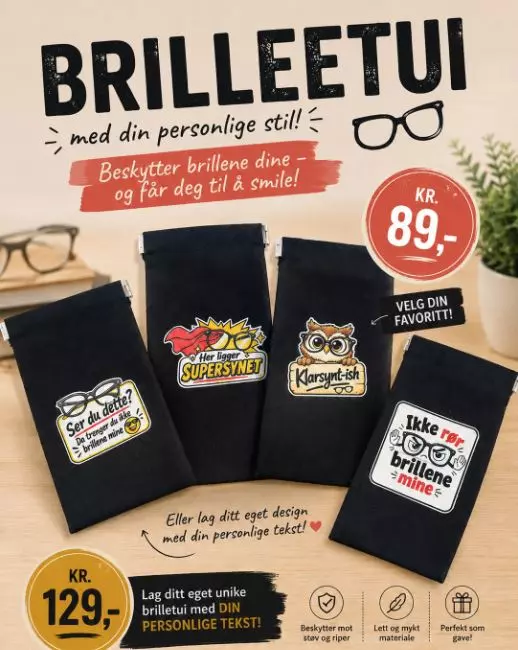 Brilleetui med smekkbøyle og motiv