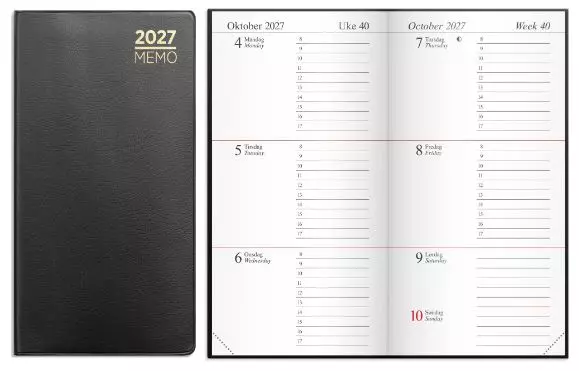 Lommekalender GRIEG Memo 2027 plast sort