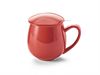 Saara rød~ tekopp med lokk og sil