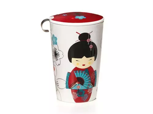 Kopp med lokk og sil. "Little Geisha", rød