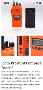 PROHUNT BASIC 2/COMPACT  NORSK JAKTPAKKE ORANGE MED HEDSETT OG SKOGSANTENNE