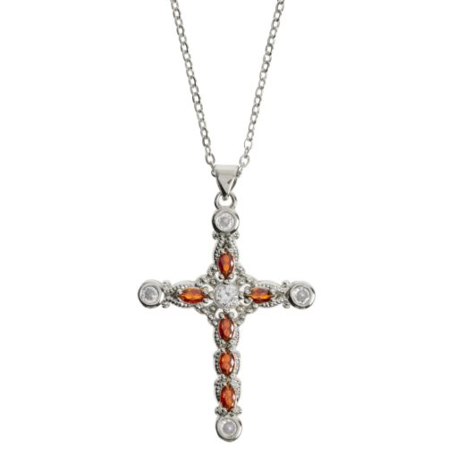 Azura - Crystal Cross Silver Necklace