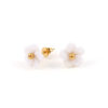 Ellen - White Flower Stud Earrings Stainless Steel - Gold