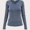 Blue - Monique rib blouse