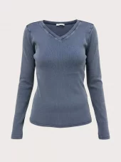 Blue - Monique rib blouse