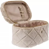 Dark - Faux fur quilted vanity bag large