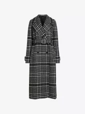 KARL LAGERFELD - Houndstooth long wool-blend coat