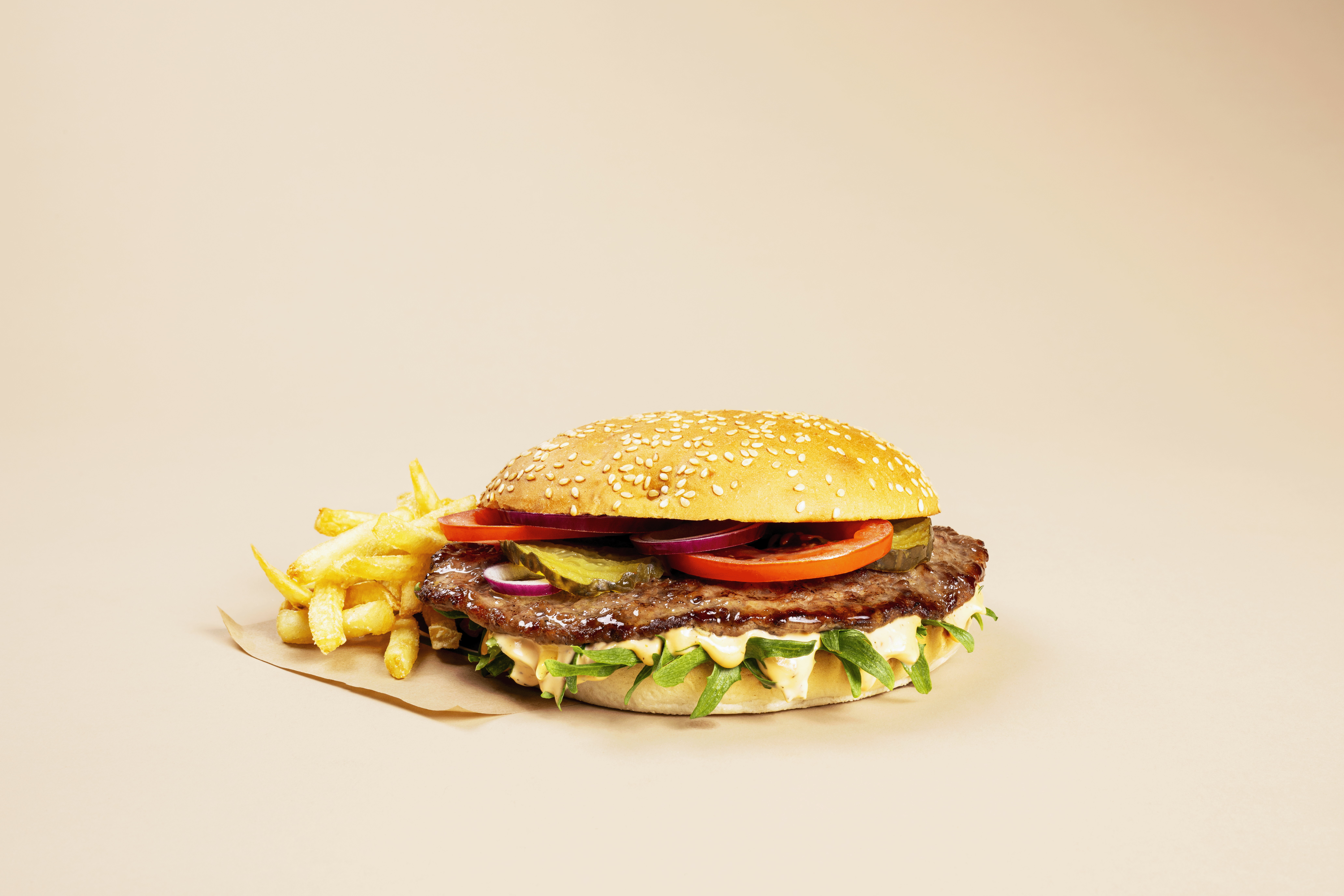 Løvstekburger meny