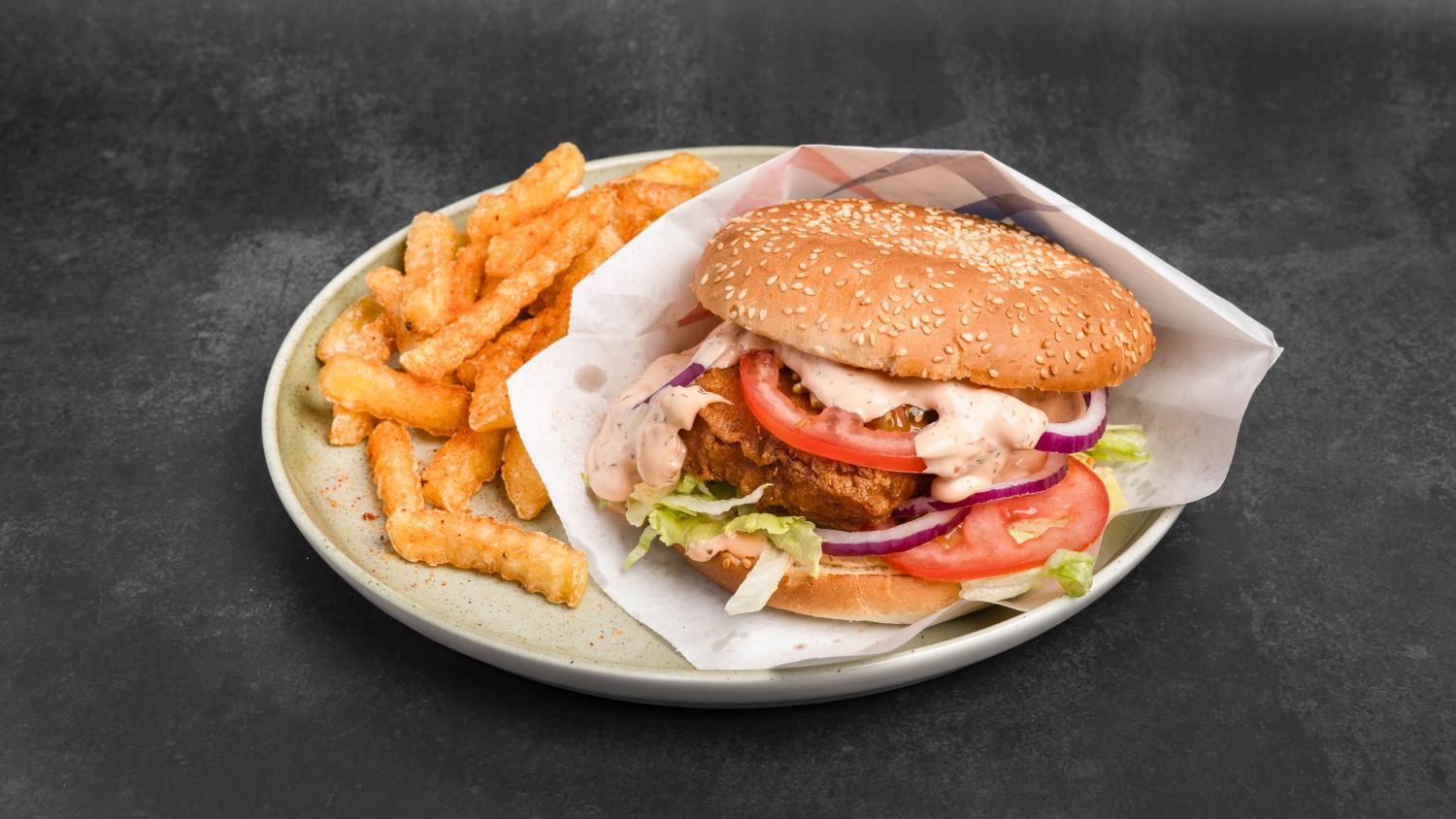 Kyllingburger m/ drikke og pommes