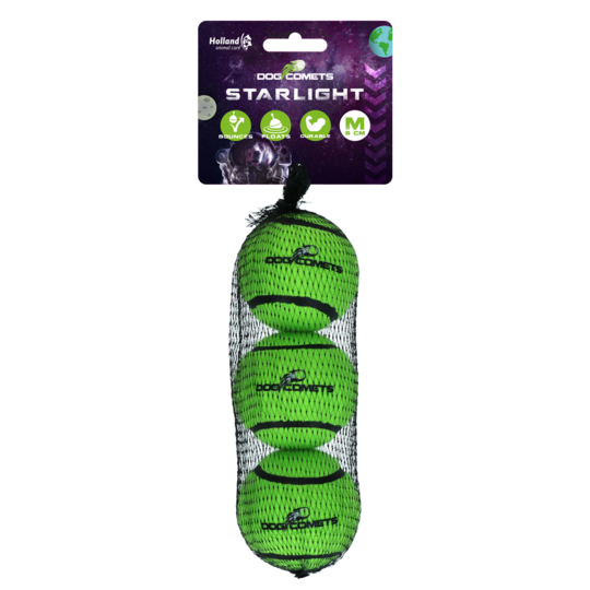 Dog Comets Starlight Tennis Ball M Green (3-Pack)