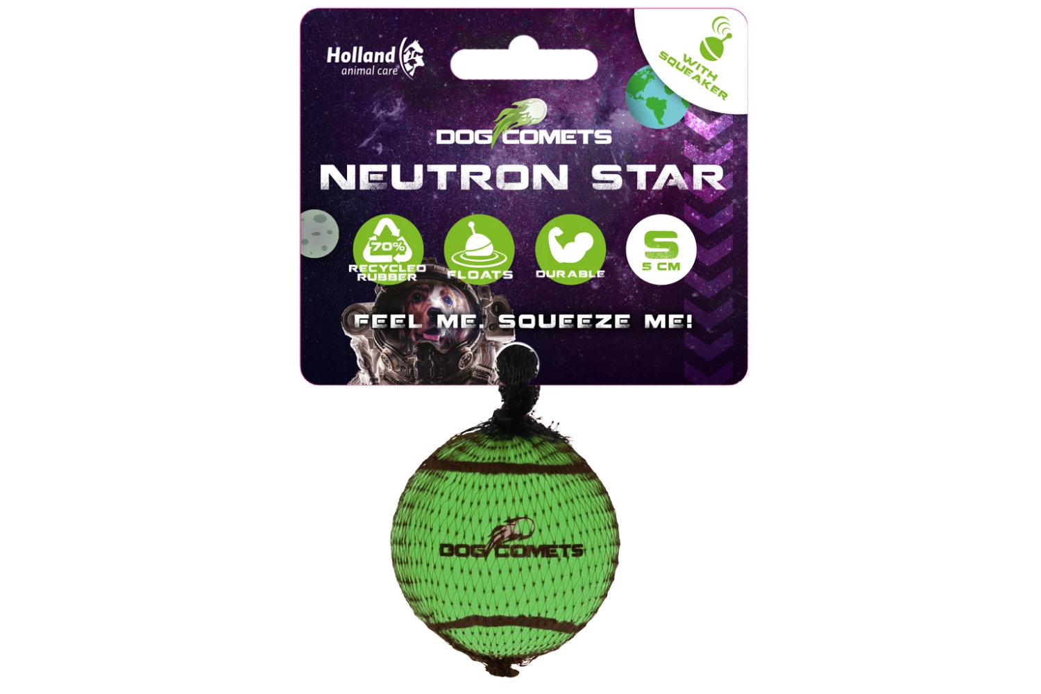 Dog Comets Neutron Star Tennis Ball With Squeaker S Green