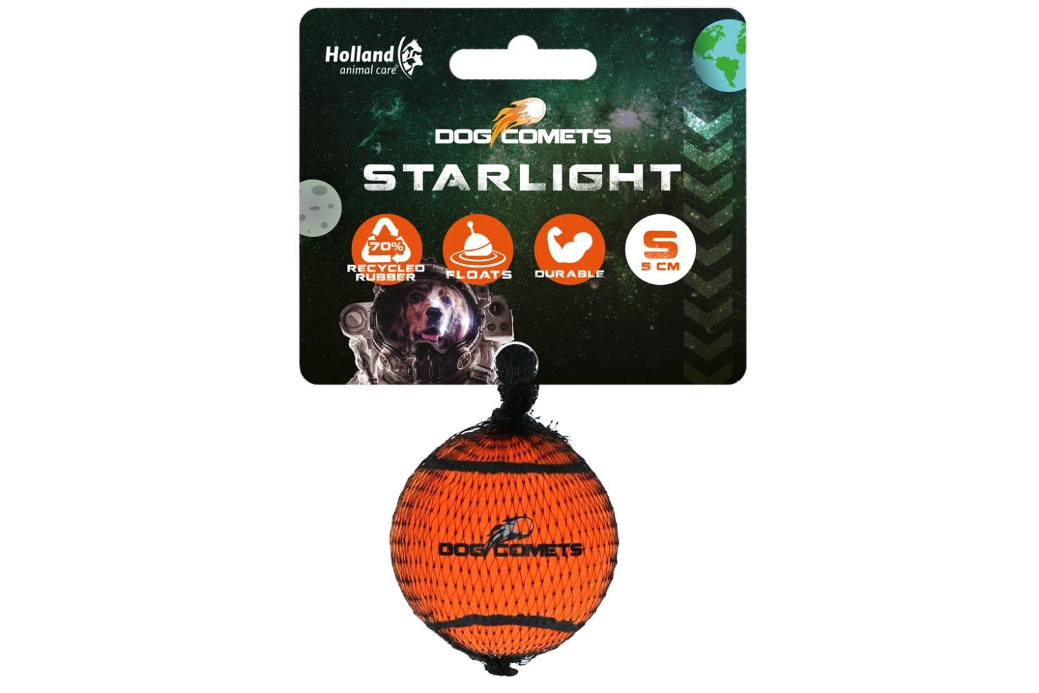 Dog Comets Starlight Tennis Ball S Orange