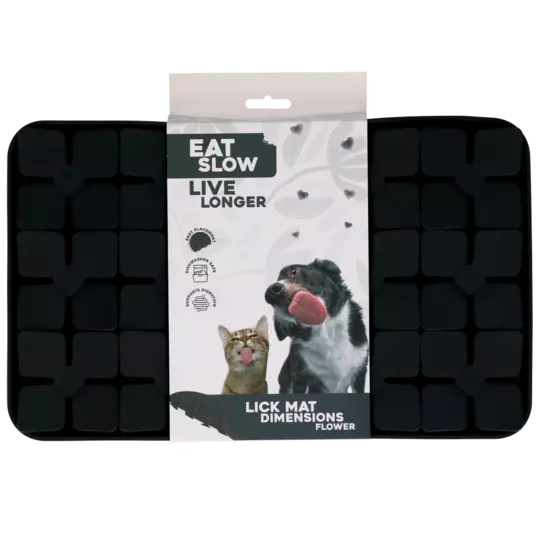 Eat Slow Live Longer Lick Mat Dimensions Flower Grå