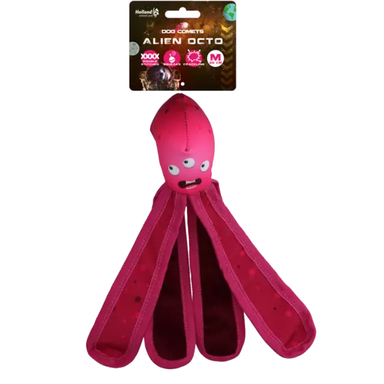 Dog Comets Alien Octo M (Rosa) – Slitesterk Flytende Hundeleke m/ Pip & Knitring