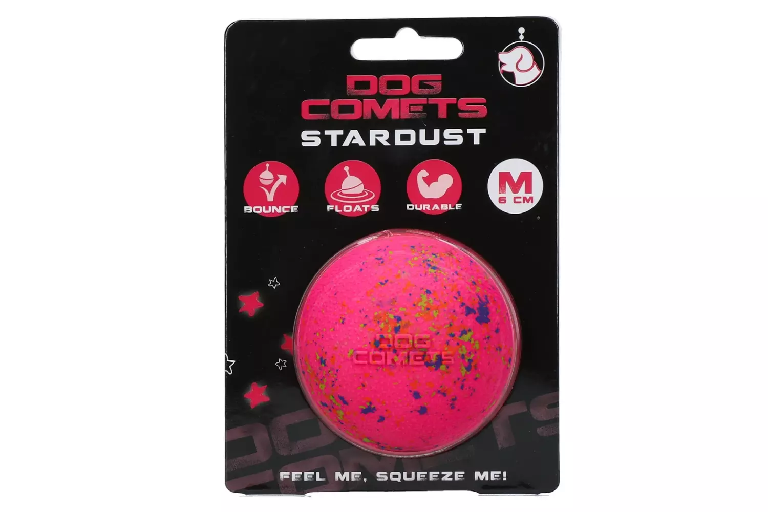 Dog Comets Stardust Hundeball (Rosa, Ø 6 cm) – Naturgummi Spretter & Flyter