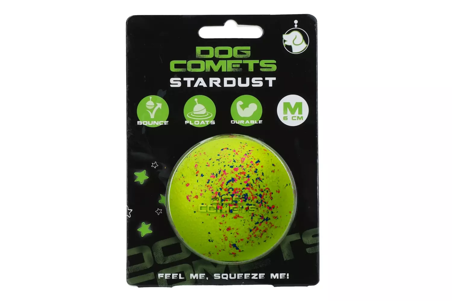 Dog Comets Stardust Hundeball (Grønn, Ø 6 cm) – Naturgummi Spretter & Flyter