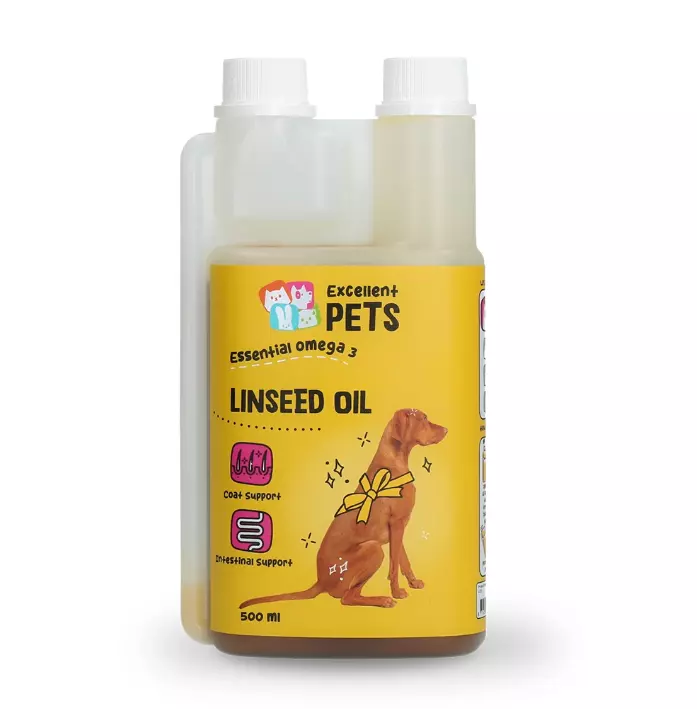 Excellent Pets Linfrøolje 500ml – 100 % Kaldpresset Omega-3 til Hund